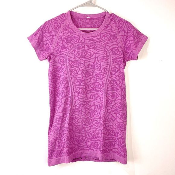 Lululemon Swiftly Tech Short Sleeve Crew Heathered Pink Paradise Rose Sz 8 RARE - Picture 2 of 9